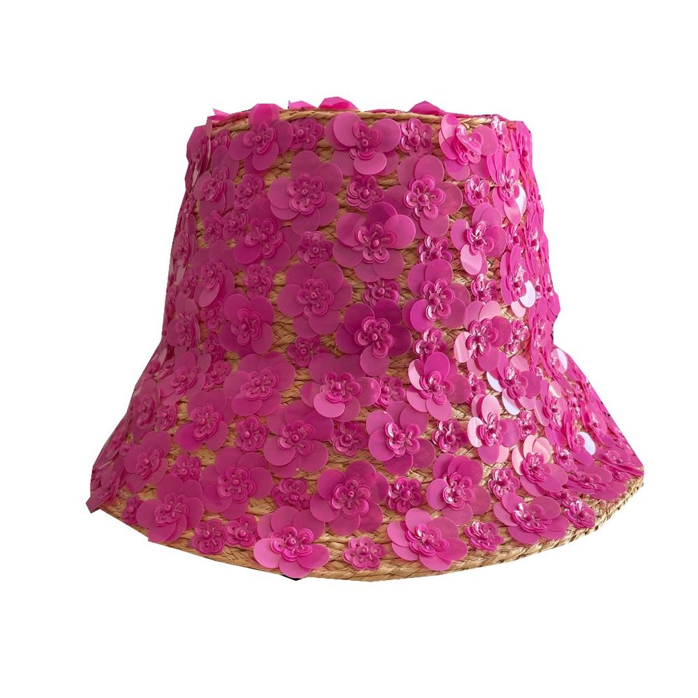Kate Spade Daisy Pink Sequin Flower Straw Hat